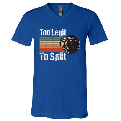 Too Legit To Split Funny Retro Bowling Team Unisex Blower V-Neck T-Shirt