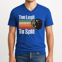 Too Legit To Split Funny Retro Bowling Team Unisex Blower V-Neck T-Shirt