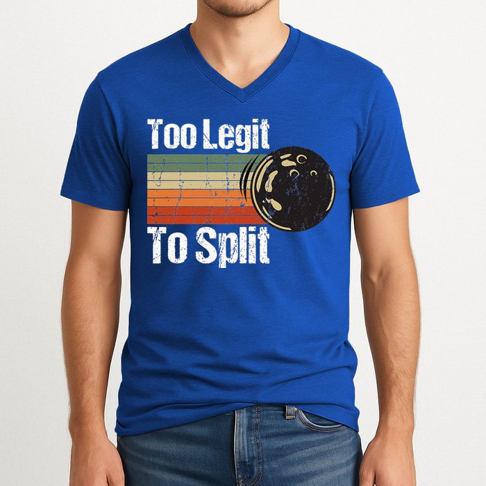 Too Legit To Split Funny Retro Bowling Team Unisex Blower V-Neck T-Shirt