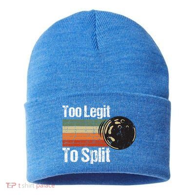 Too Legit To Split Funny Retro Bowling Team Unisex Blower Sustainable Knit Beanie
