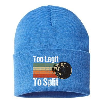 Too Legit To Split Funny Retro Bowling Team Unisex Blower Sustainable Knit Beanie