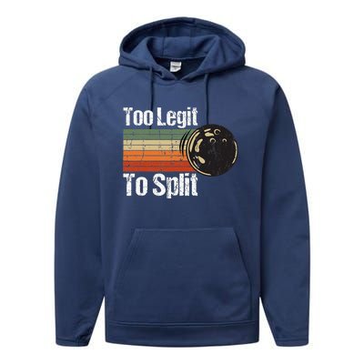 Too Legit To Split Funny Retro Bowling Team Unisex Blower Performance Fleece Hoodie