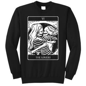 The Lovers Tarot Card Occult Goth Lesbian Skeleton Halloween Tall Sweatshirt