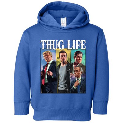 Thug Life Trump Vance Kennedy Elon Usa Cowboy Squad Toddler Hoodie