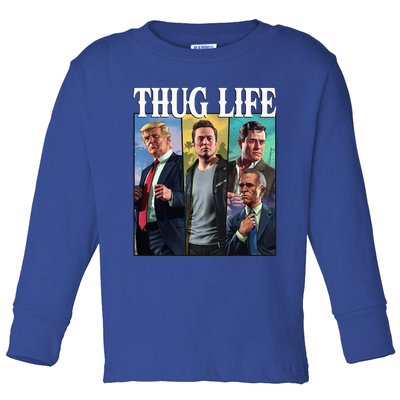 Thug Life Trump Vance Kennedy Elon Usa Cowboy Squad Toddler Long Sleeve Shirt