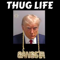 Thug Life Trump Mugshot Gangsta Gold Chain Bling Drip Trump Button