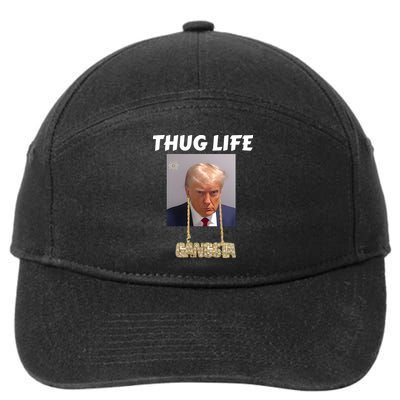 Thug Life Trump Mugshot Gangsta Gold Chain Bling Drip Trump 7-Panel Snapback Hat