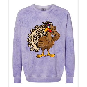 Thanksgiving Leopard Turkey Graphic Colorblast Crewneck Sweatshirt