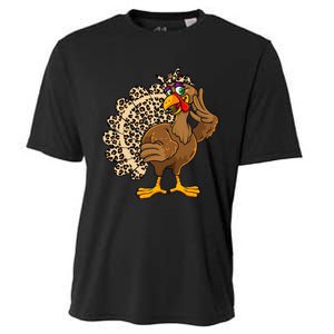 Thanksgiving Leopard Turkey Graphic Cooling Performance Crew T-Shirt