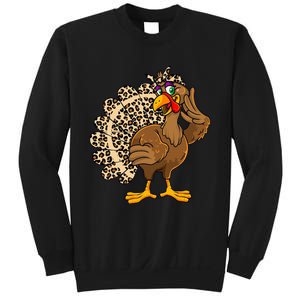 Thanksgiving Leopard Turkey Graphic Sweatshirt