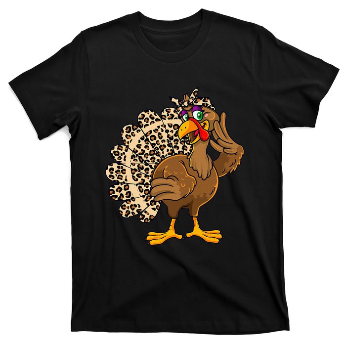 Thanksgiving Leopard Turkey Graphic T-Shirt