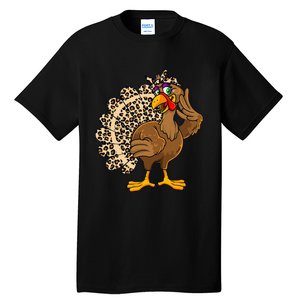 Thanksgiving Leopard Turkey Graphic Tall T-Shirt