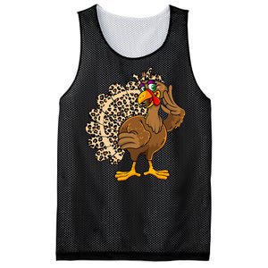 Thanksgiving Leopard Turkey Graphic Mesh Reversible Basketball Jersey Tank