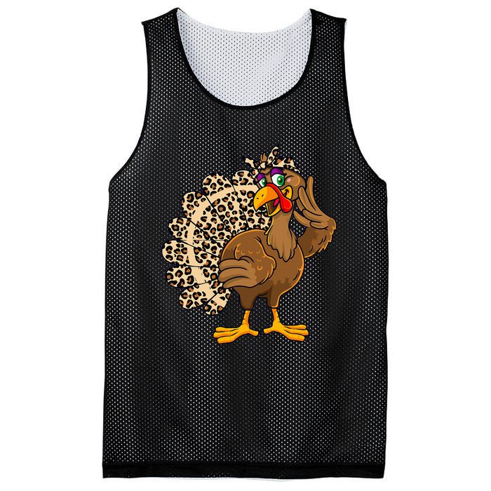 Thanksgiving Leopard Turkey Graphic Mesh Reversible Basketball Jersey Tank