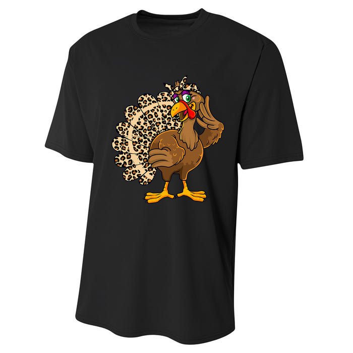 Thanksgiving Leopard Turkey Graphic Performance Sprint T-Shirt