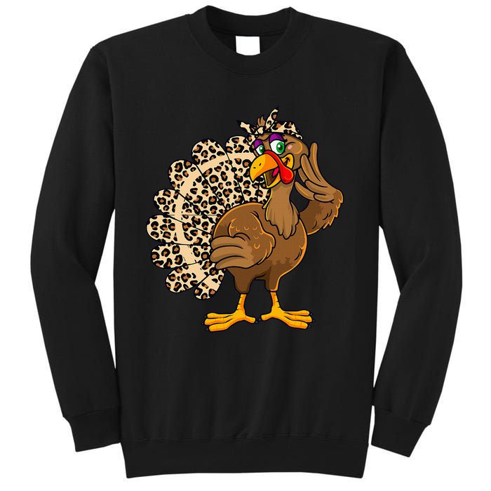 Thanksgiving Leopard Turkey Graphic Tall Sweatshirt