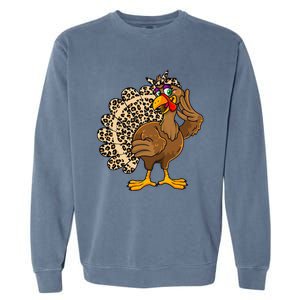 Thanksgiving Leopard Turkey Graphic Garment-Dyed Sweatshirt