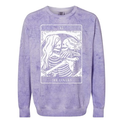 The Lovers Tarot Card Occult Goth Lesbian Skeleton Halloween Colorblast Crewneck Sweatshirt