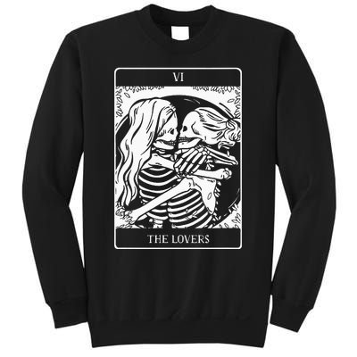 The Lovers Tarot Card Occult Goth Lesbian Skeleton Halloween Sweatshirt