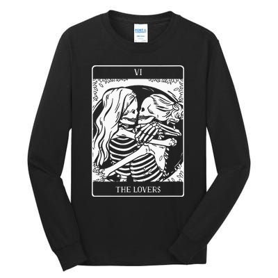 The Lovers Tarot Card Occult Goth Lesbian Skeleton Halloween Tall Long Sleeve T-Shirt