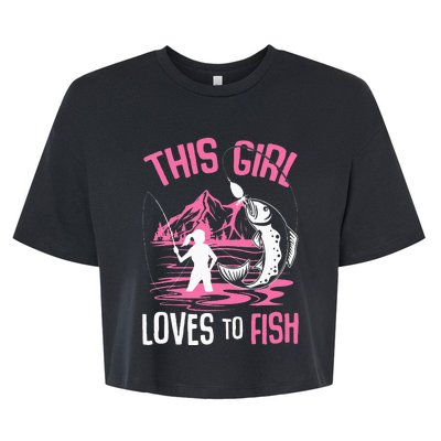 This  Loves To Fish Fishing  saying Bella+Canvas Jersey Crop Tee