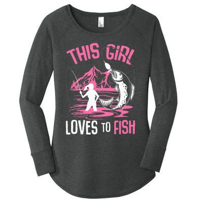 This  Loves To Fish Fishing  saying Women's Perfect Tri Tunic Long Sleeve Shirt