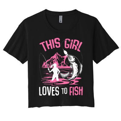 This  Loves To Fish Fishing  saying Women's Crop Top Tee