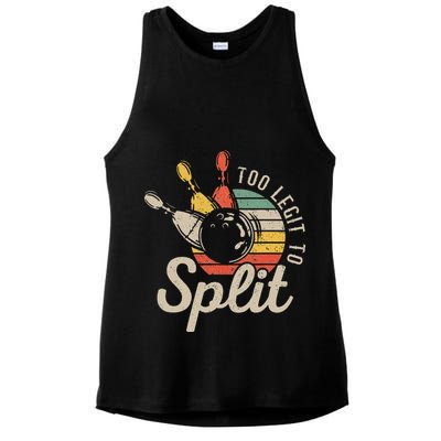 Too Legit To Split Retro Bowling Funny Bowler Bowling Team Ladies PosiCharge Tri-Blend Wicking Tank