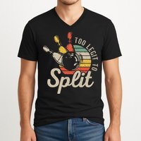 Too Legit To Split Retro Bowling Funny Bowler Bowling Team V-Neck T-Shirt