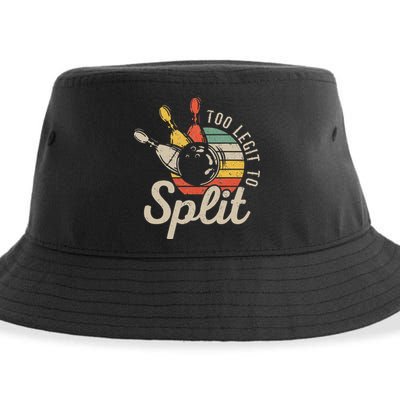 Too Legit To Split Retro Bowling Funny Bowler Bowling Team Sustainable Bucket Hat