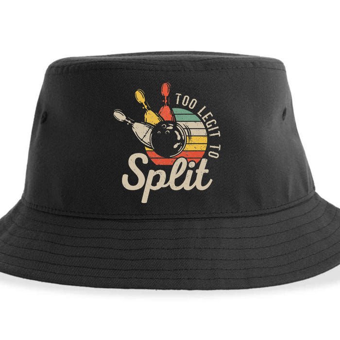 Too Legit To Split Retro Bowling Funny Bowler Bowling Team Sustainable Bucket Hat