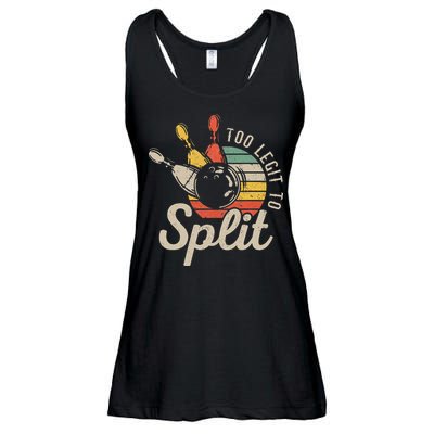 Too Legit To Split Retro Bowling Funny Bowler Bowling Team Ladies Essential Flowy Tank