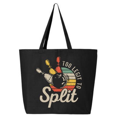 Too Legit To Split Retro Bowling Funny Bowler Bowling Team 25L Jumbo Tote