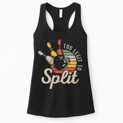 Too Legit To Split Retro Bowling Funny Bowler Bowling Team Womens Tank Top