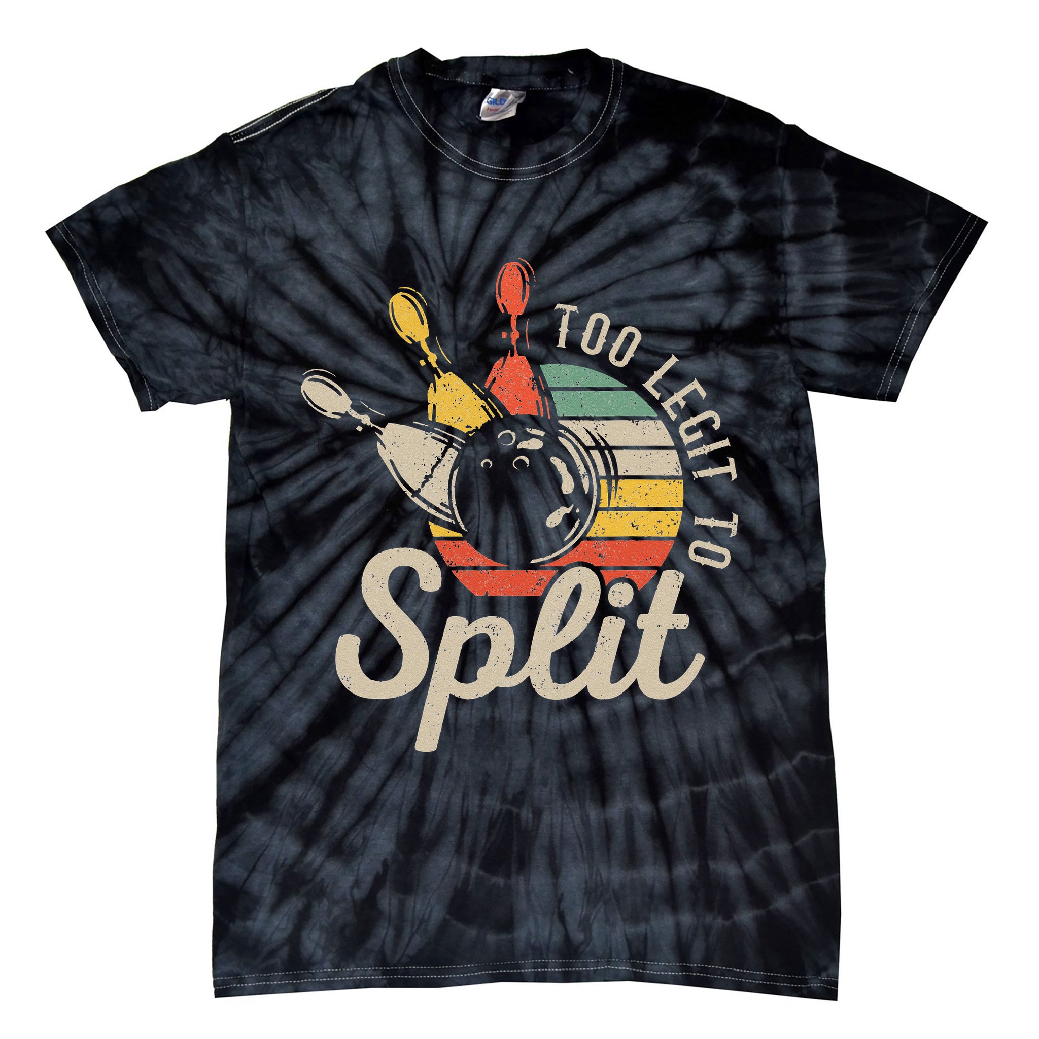 Too Legit To Split Retro Bowling Funny Bowler Bowling Team Tie-Dye T-Shirt