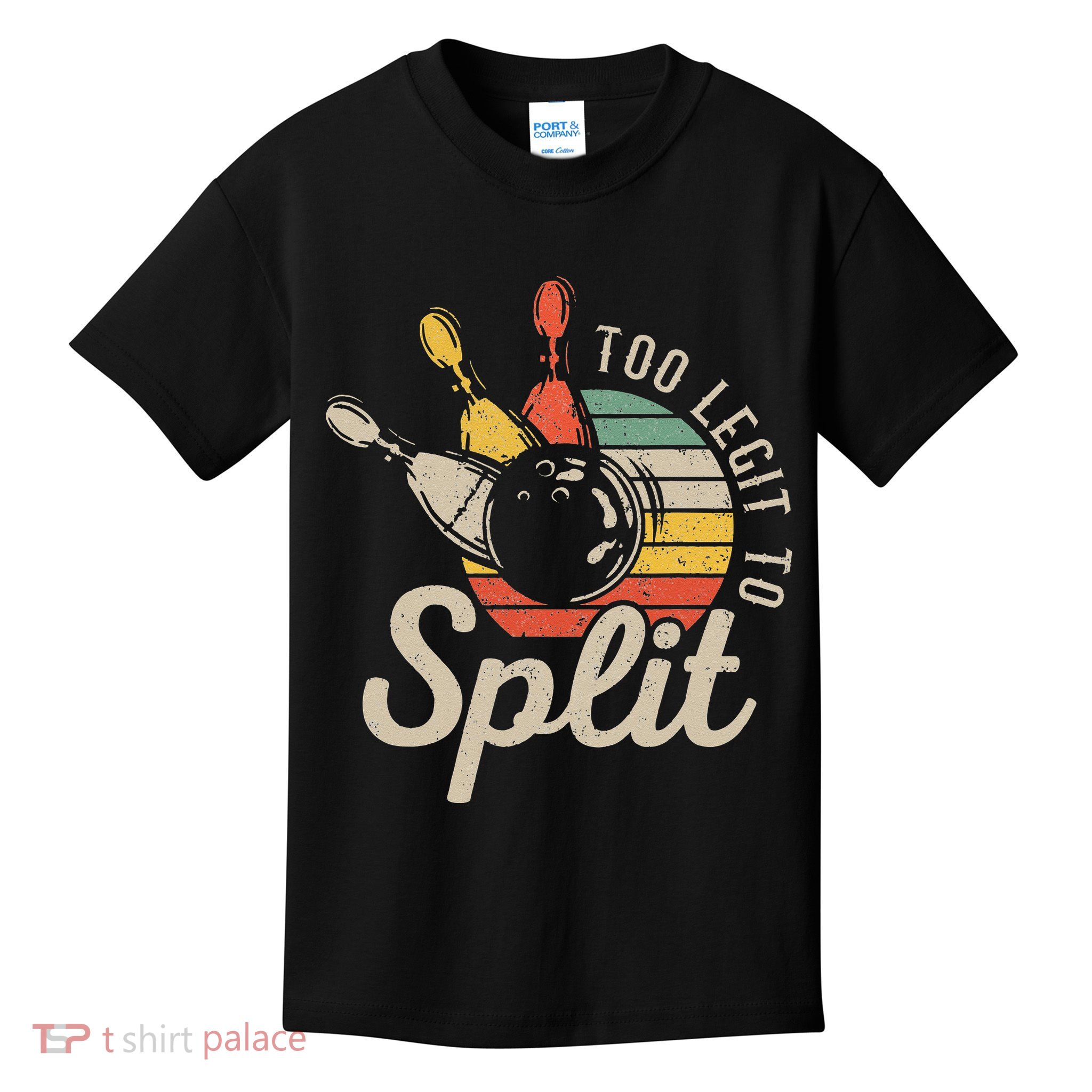 Too Legit To Split Retro Bowling Funny Bowler Bowling Team Kids T-Shirt