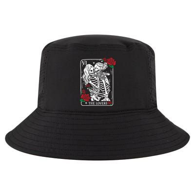 The Lovers Tarot Card Occult Skeleton Roses Gothic Kissing Cool Comfort Performance Bucket Hat