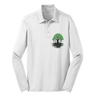 Tree Lovers Tree Of Life Peace Kindness Silk Touch Performance Long Sleeve Polo