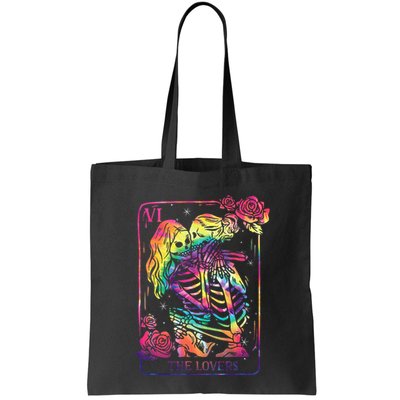 The Lovers Tarot Card Goth Tie Dye Kissing Lesbian Skeletons Bag
