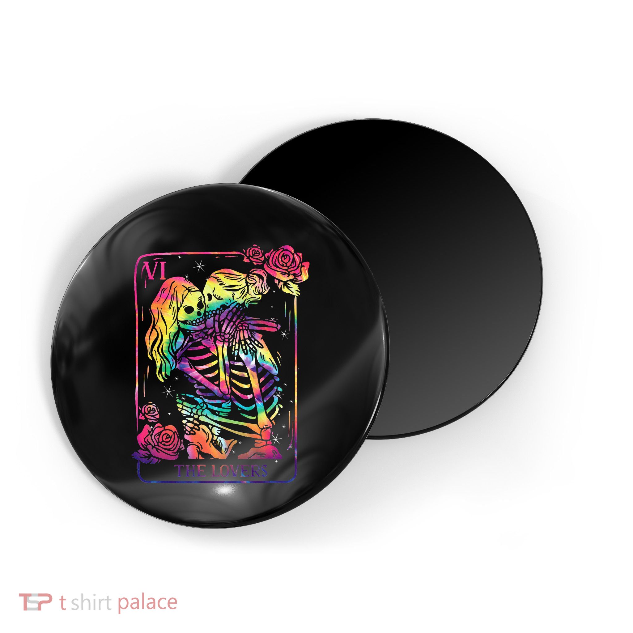 The Lovers Tarot Card Goth Tie Dye Kissing Lesbian Skeletons Magnet