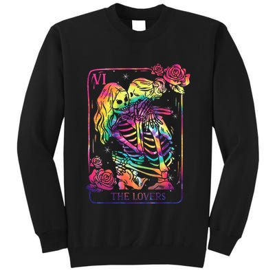 The Lovers Tarot Card Goth Tie Dye Kissing Lesbian Skeletons Tall Sweatshirt