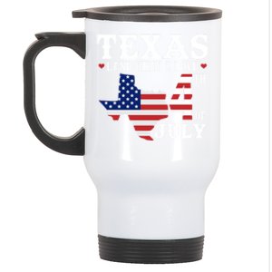 Texas Land That I Love 4th Of July Usa Map America Funny Gift Stainless Steel Travel Mug