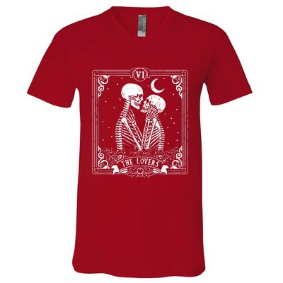 The Lovers Tarot Card Skeleton Great V-Neck T-Shirt