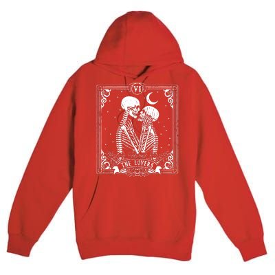 The Lovers Tarot Card Skeleton Great Premium Pullover Hoodie