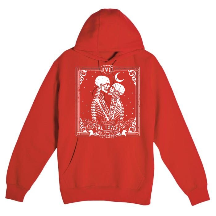 The Lovers Tarot Card Skeleton Great Premium Pullover Hoodie