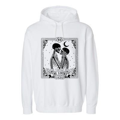 The Lovers Tarot Card Skeleton Great Garment-Dyed Fleece Hoodie