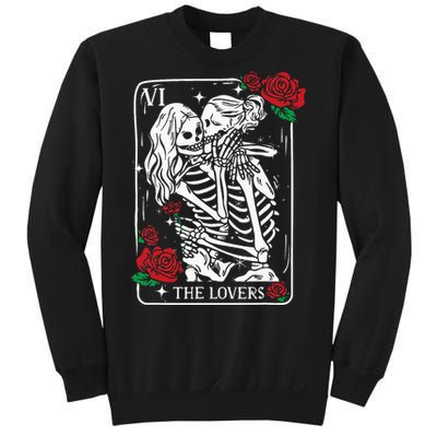 The Lovers Tarot Card Occult Skeleton Roses Gothic Kissing Sweatshirt