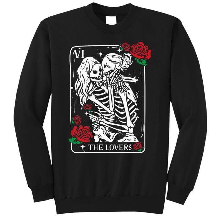 The Lovers Tarot Card Occult Skeleton Roses Gothic Kissing Sweatshirt