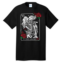 The Lovers Tarot Card Occult Skeleton Roses Gothic Kissing Tall T-Shirt