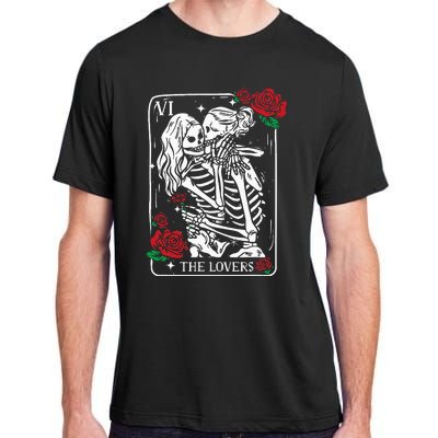 The Lovers Tarot Card Occult Skeleton Roses Gothic Kissing Adult ChromaSoft Performance T-Shirt